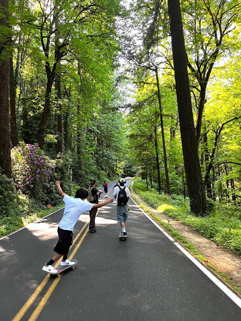 High School USA - teenagers skateboarding in Oregon